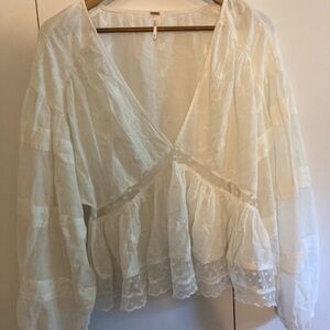 FREE PEOPLE cotton gauze peasant top